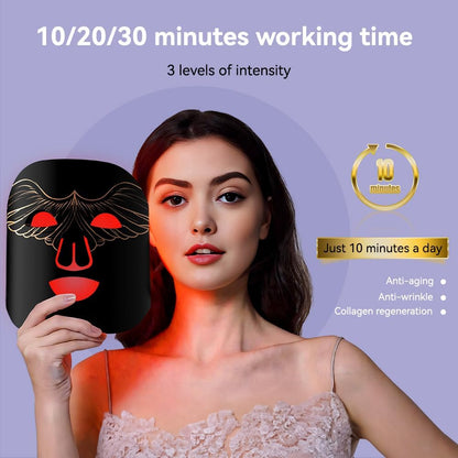 Led Face Mask Light Therapy,4 Colors Skin Rejuvenation 240 Led Red Light Mask,Led Face Mask Light Therapy for Facial Skin Care