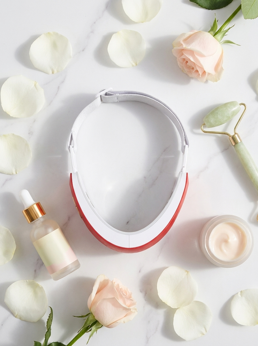 LUMIQ FaceLift Pro™ — Morning routine flatlay on marble